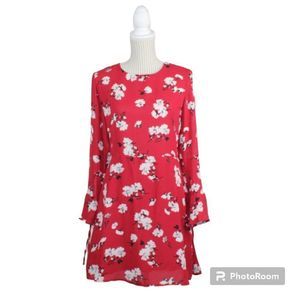 Dynamite long sleeve floral dress, red, XS (relist)